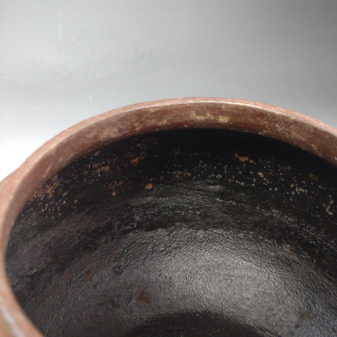 イ254 茶釜『釜師　山本閑浄造』『桐地紋　田口釜　環付　共箱』鉄釜　茶道具