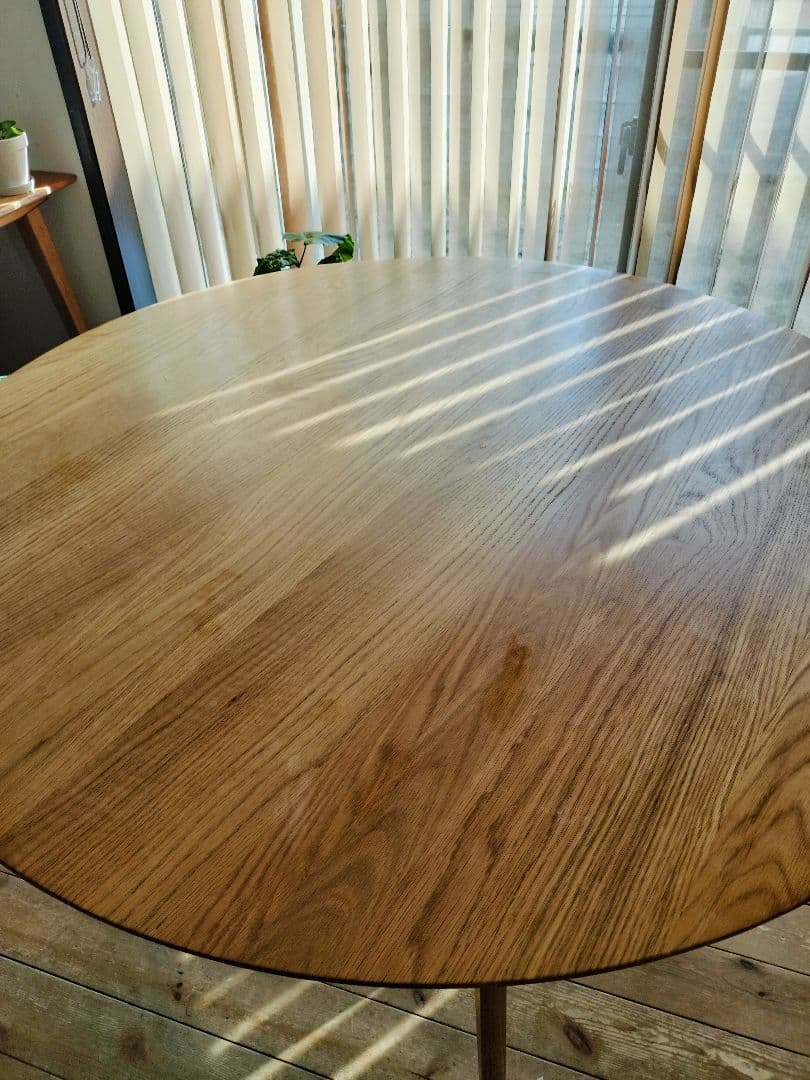 円形ナチュラルウッドダイニングテーブル　直径120cm　高さ71cm