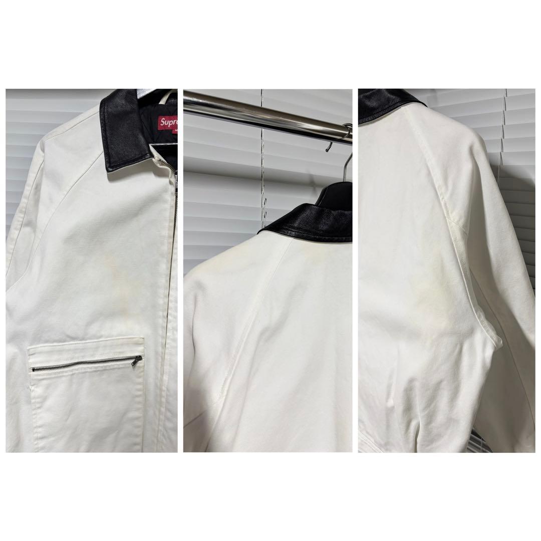 【希少デザイン】Supreme レザーカラーワ ークジャケット　美品　襟レザー