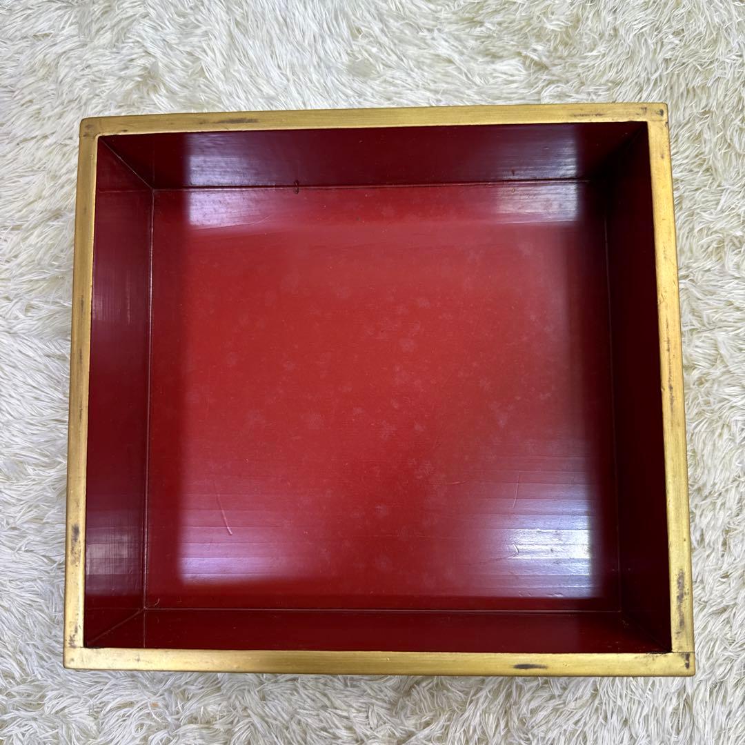 高砂蒔絵　朱塗五重　重箱　お重