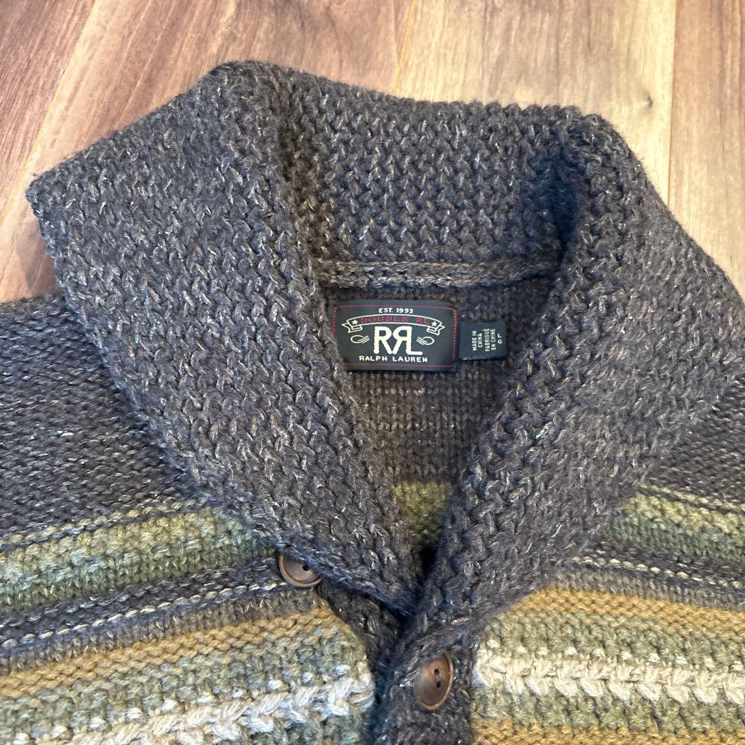 イサム様　美品RRLミックスニットウールカーディガン カウチン