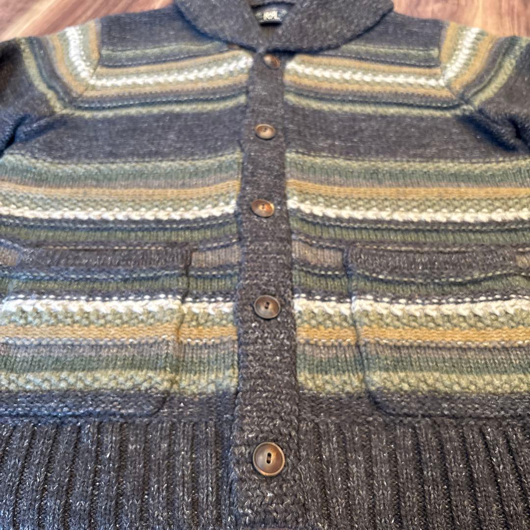 イサム様　美品RRLミックスニットウールカーディガン カウチン