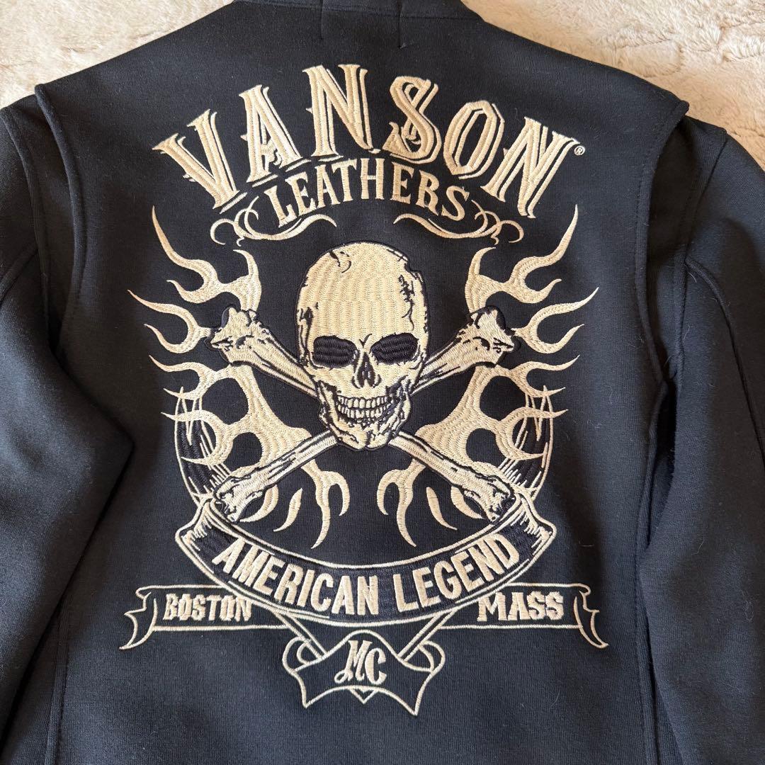 VANSON ライダース ジャケット ジャージ スカル クロスボーン 刺繍 M
