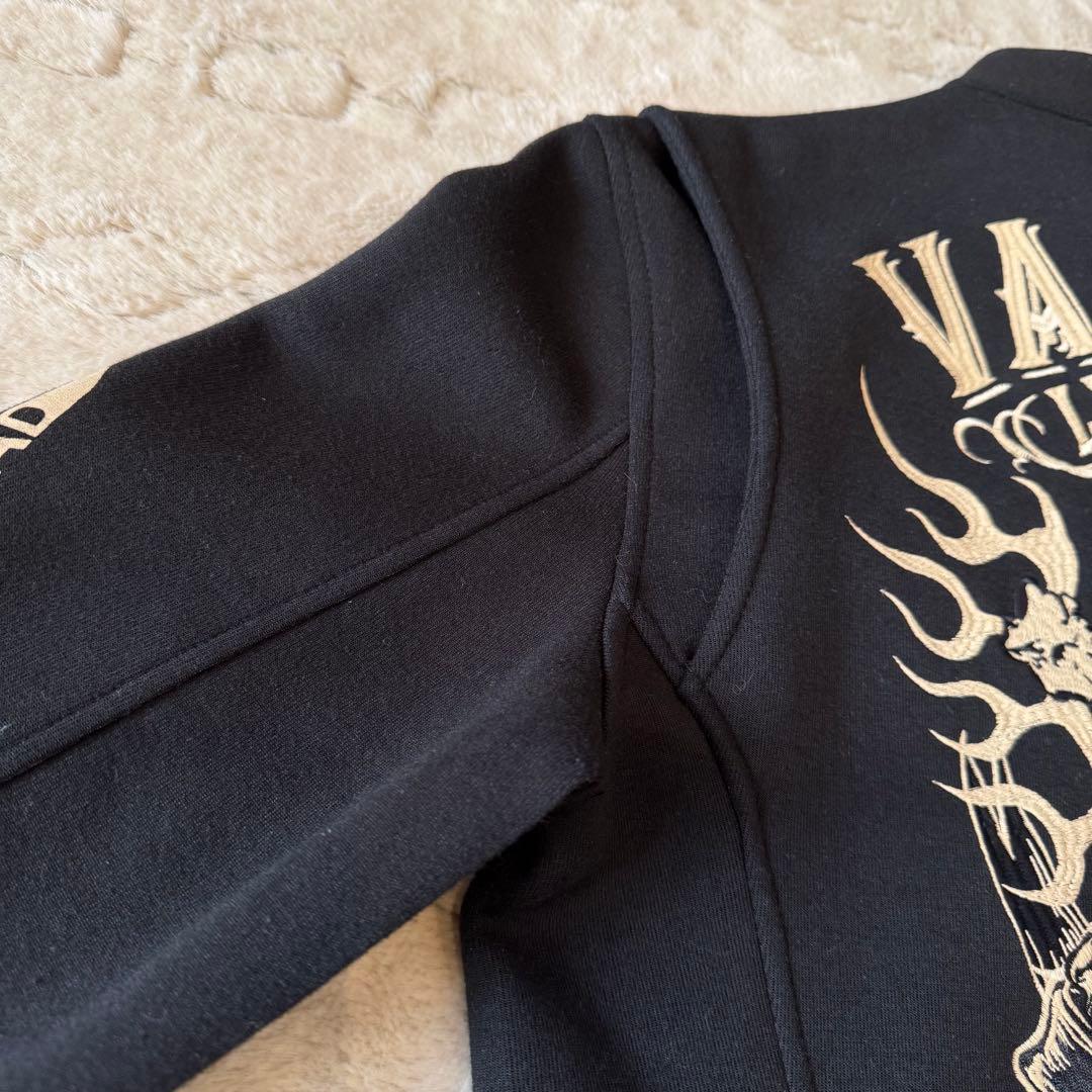 VANSON ライダース ジャケット ジャージ スカル クロスボーン 刺繍 M