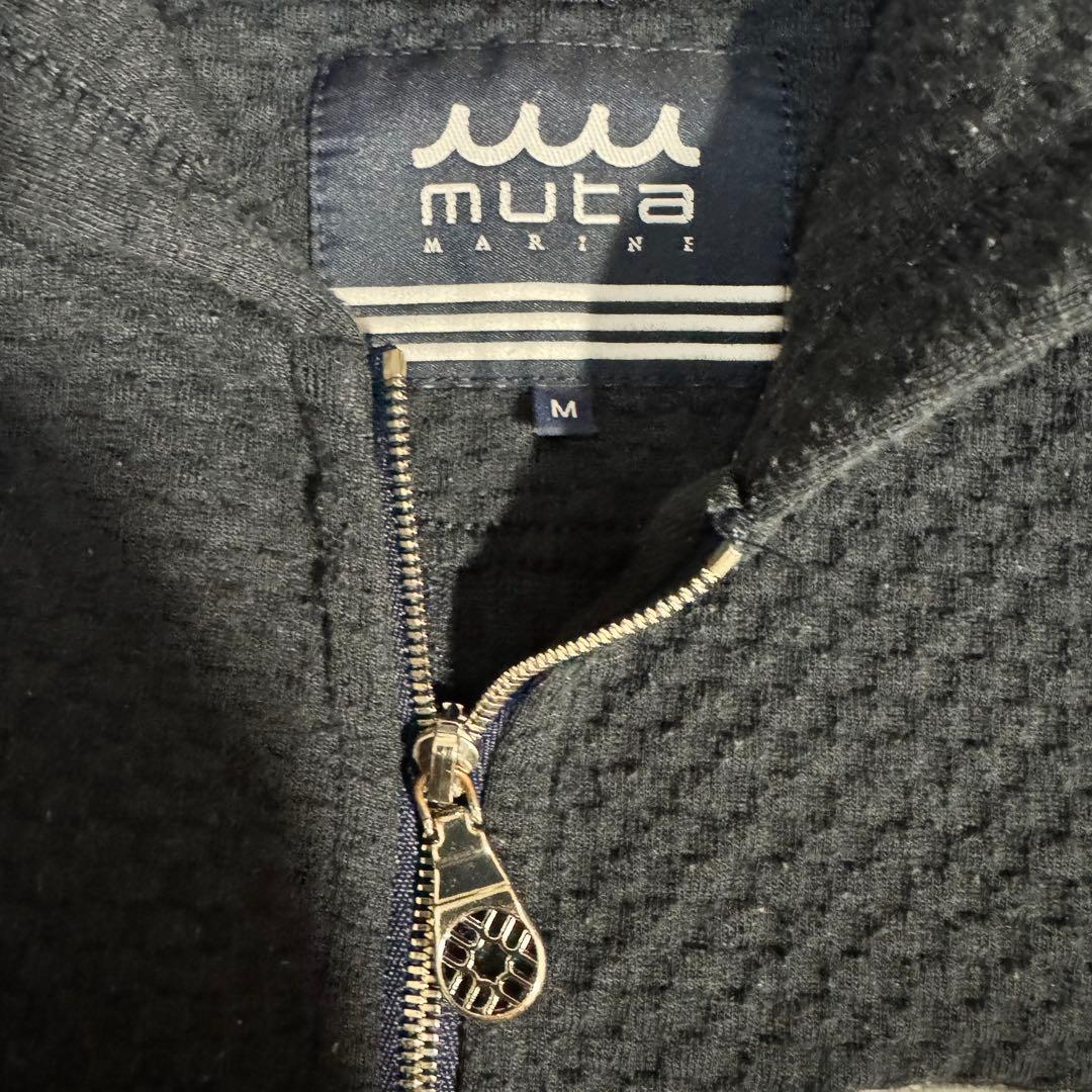 【ムータマリンゴルフ】秋冬人気ロゴワッペン×ワッフル 長袖ゴルフジップパーカーM