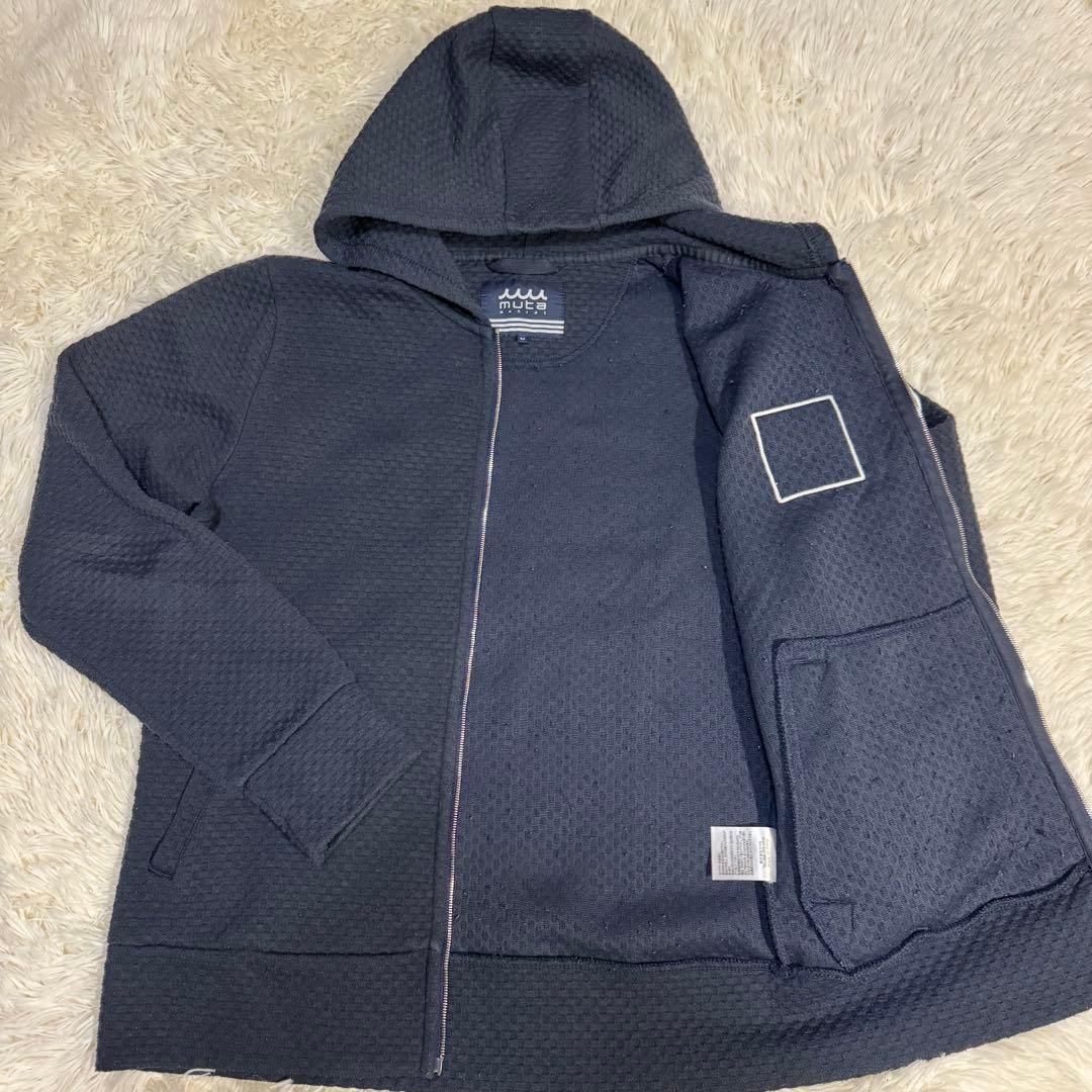 【ムータマリンゴルフ】秋冬人気ロゴワッペン×ワッフル 長袖ゴルフジップパーカーM