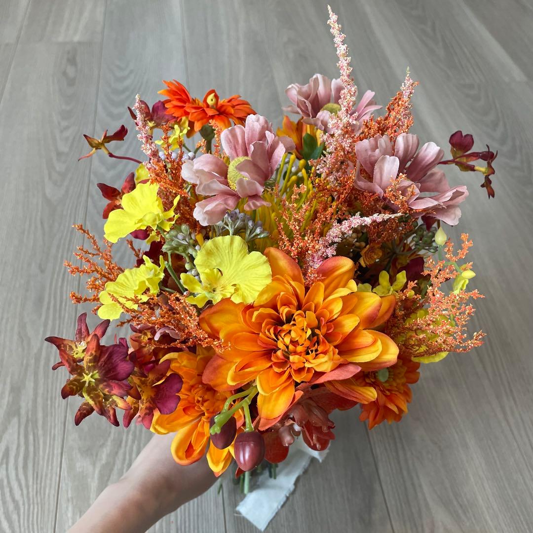 ブーケ ブートニア オレンジ系 ウェディング