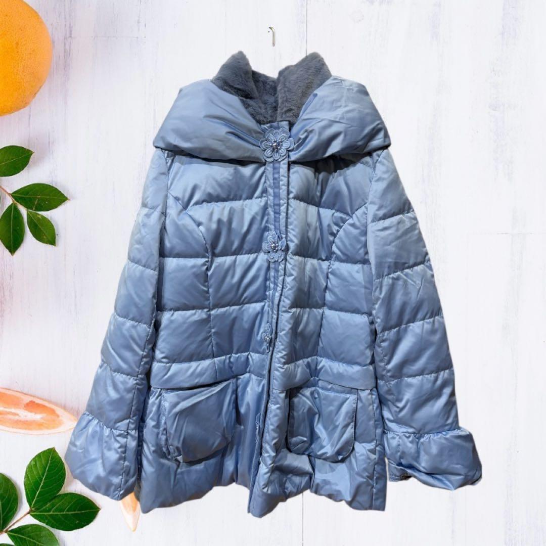 【.Super Beauty 】ダウンコート 42 L〜XL相当 美品 ファー襟