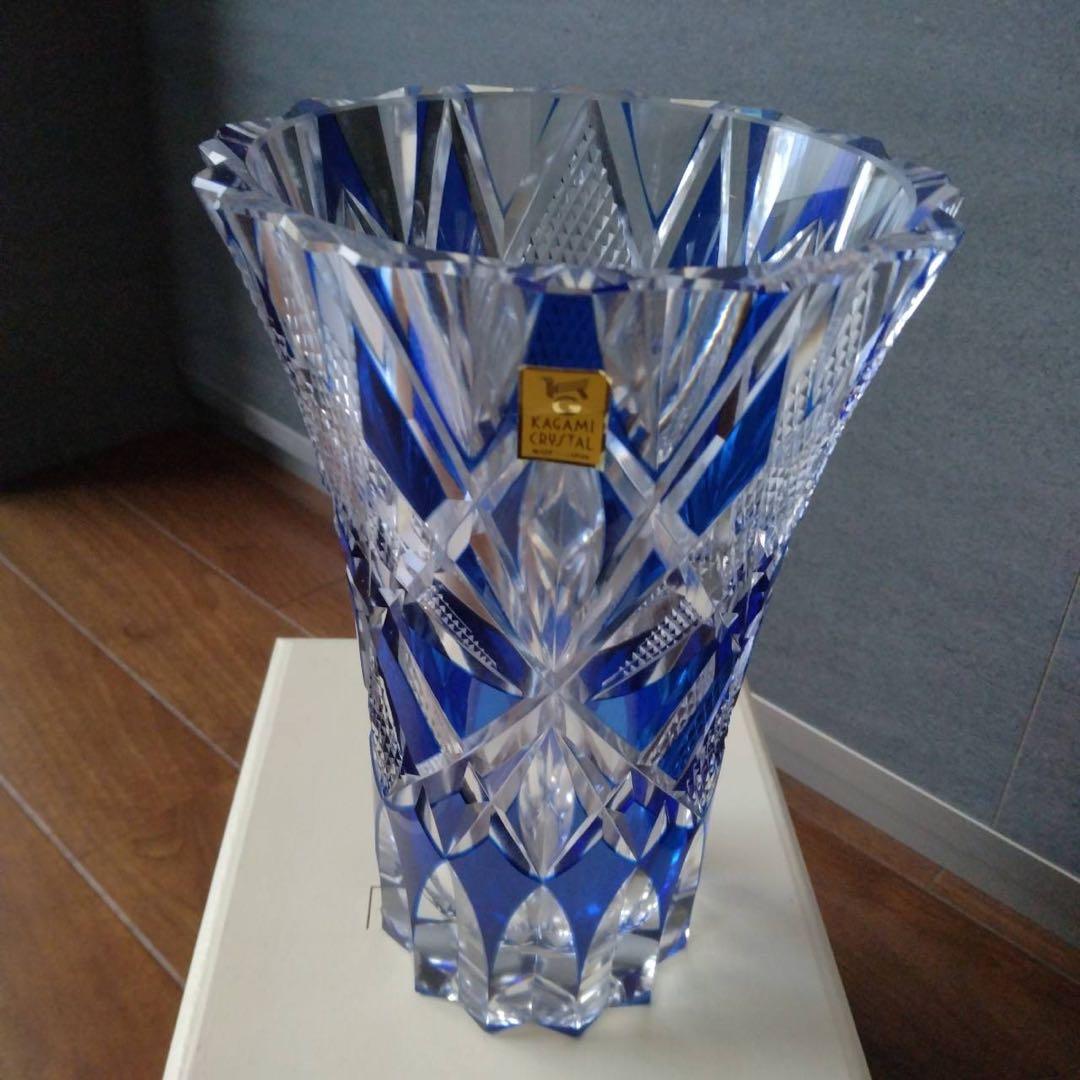 kagami crystal KAGAMI 江戸切子 色被せ 花瓶 新品 箱付