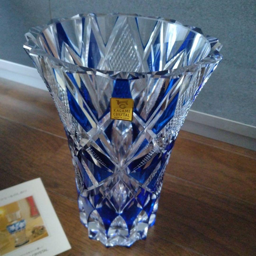 kagami crystal KAGAMI 江戸切子 色被せ 花瓶 新品 箱付