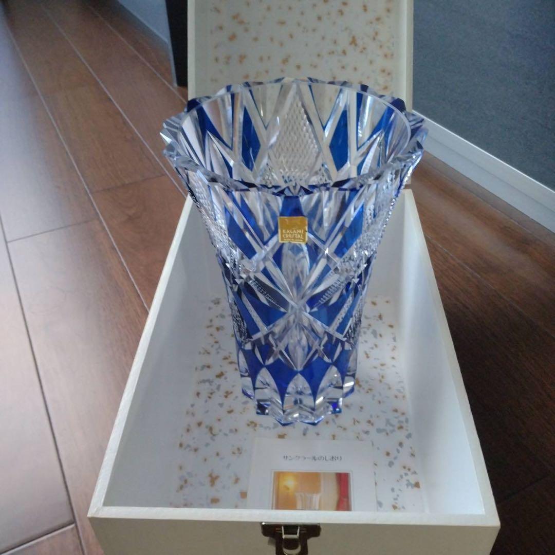 kagami crystal KAGAMI 江戸切子 色被せ 花瓶 新品 箱付
