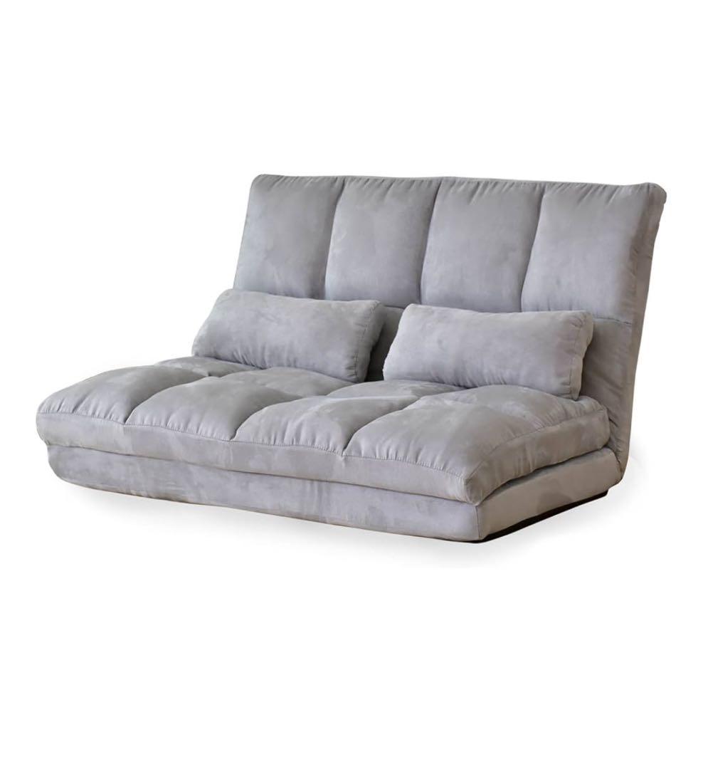 グレー ソファベッド リクライニング機能付き