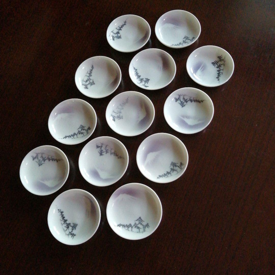 伊万里　吹墨富士小皿　13枚　8.6cm　明治～大正期