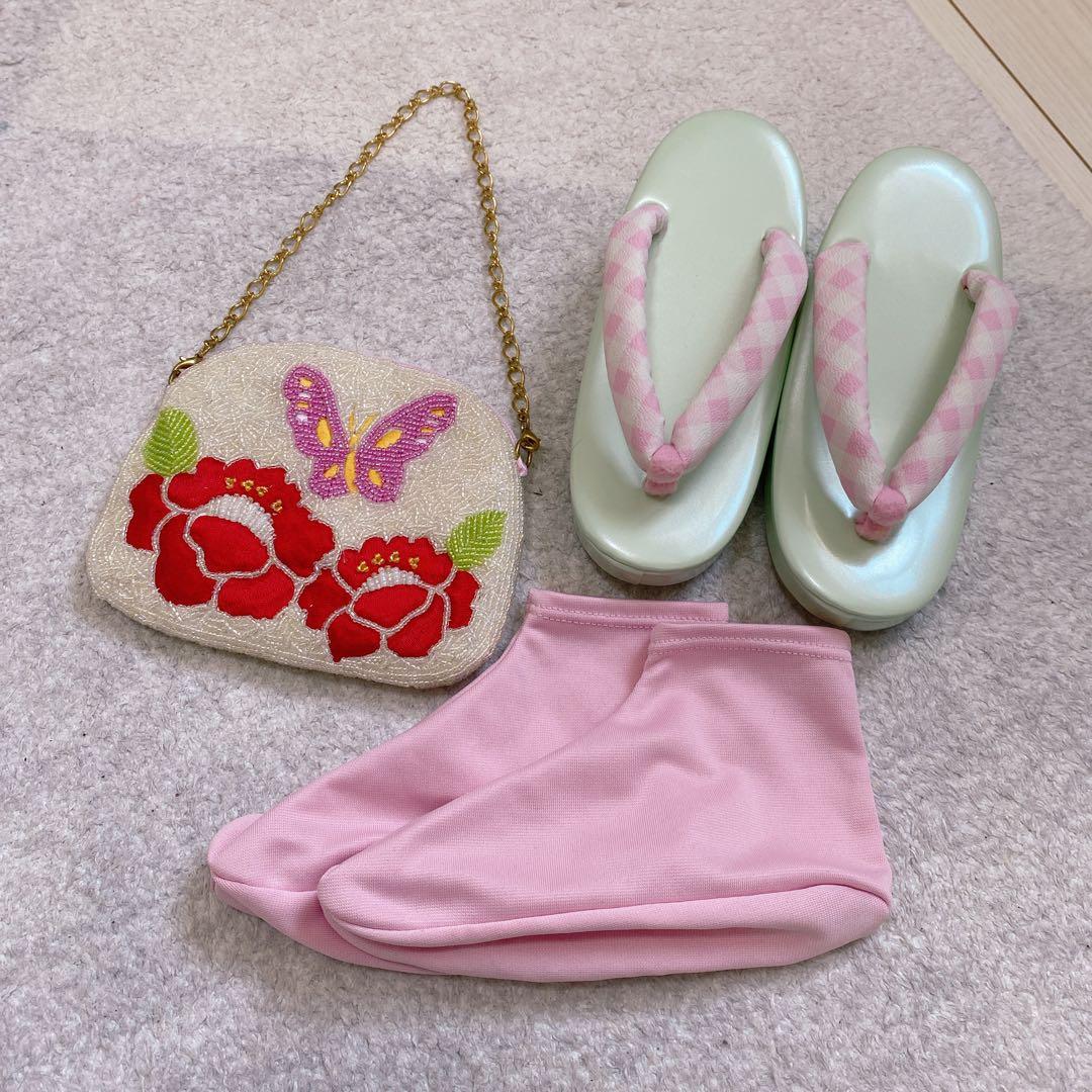 七五三 5歳 6歳 アンティーク 着物 作り帯 小物 髪飾り フルセット