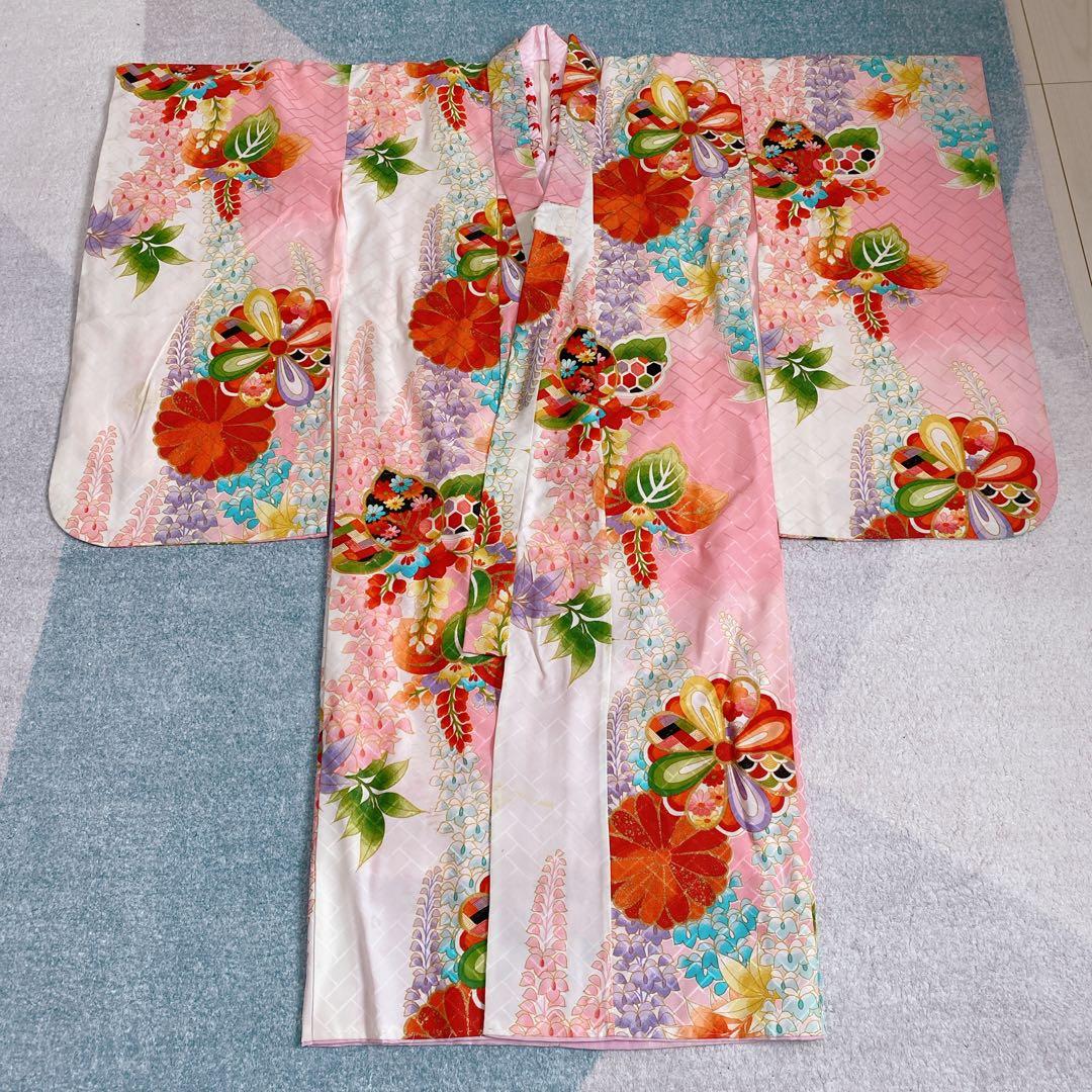 七五三 5歳 6歳 アンティーク 着物 作り帯 小物 髪飾り フルセット