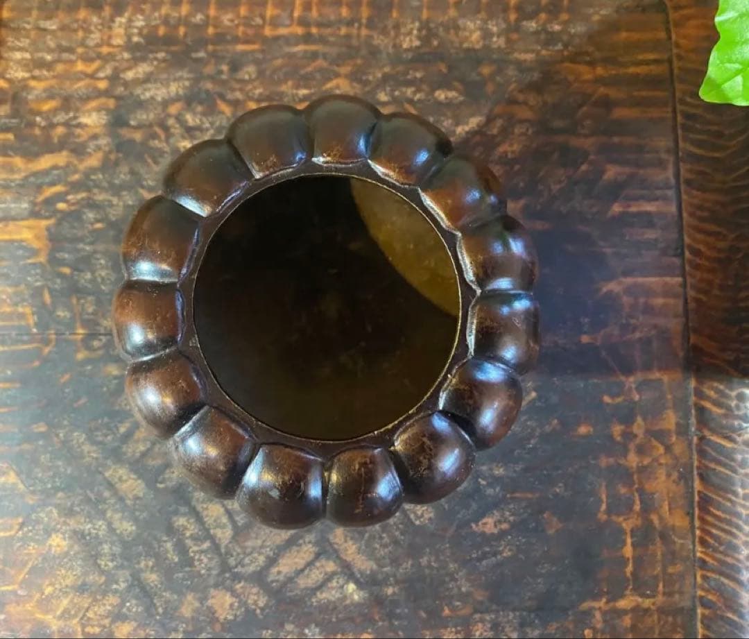 美品　精銅製カボチャ型3足香炉　ミニ色ガラスボトル付　２点セット アンティーク