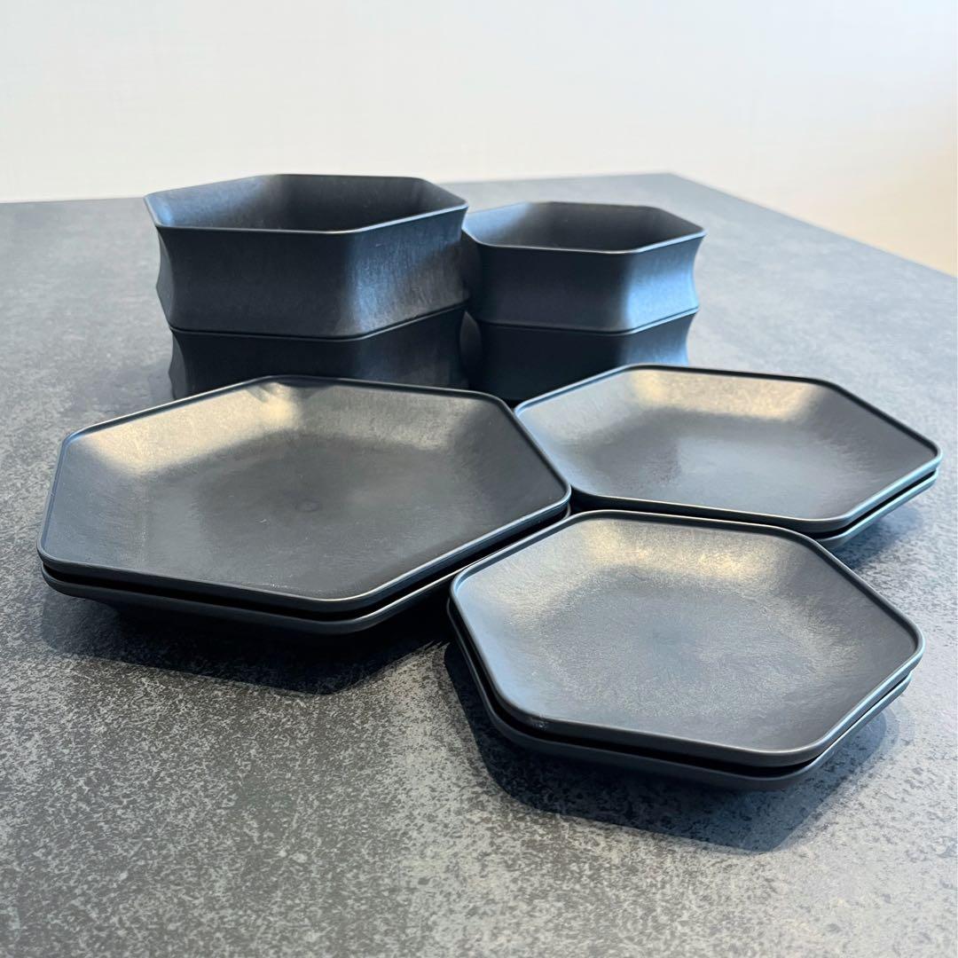 ARAS エイラス　深鉢ロッカク中小2セット　平皿ロッカク大中小　2セット