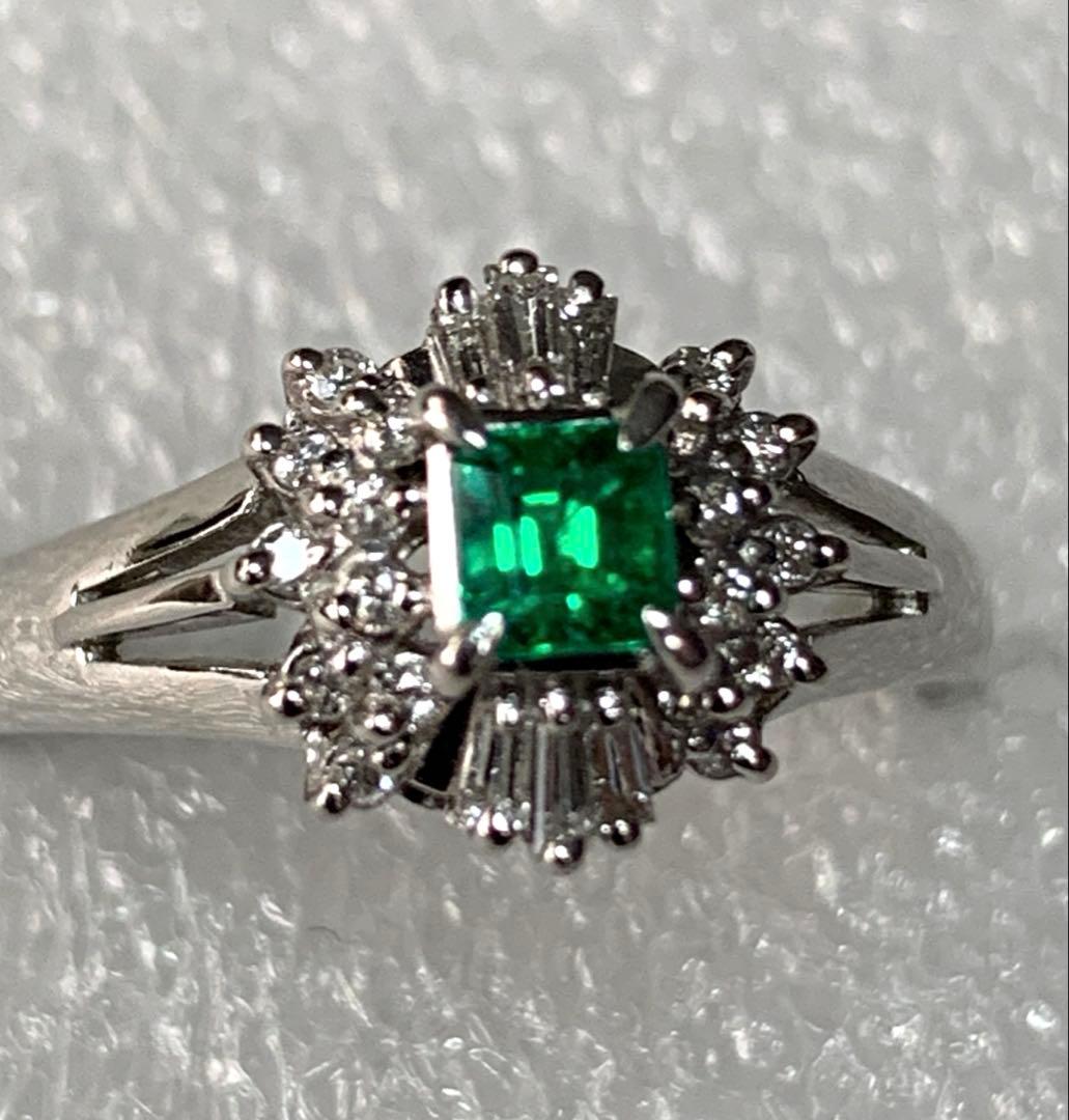 お値下げPt900 エメラルド0.2ct ダイヤモンド0.18ct 4.75ｇ