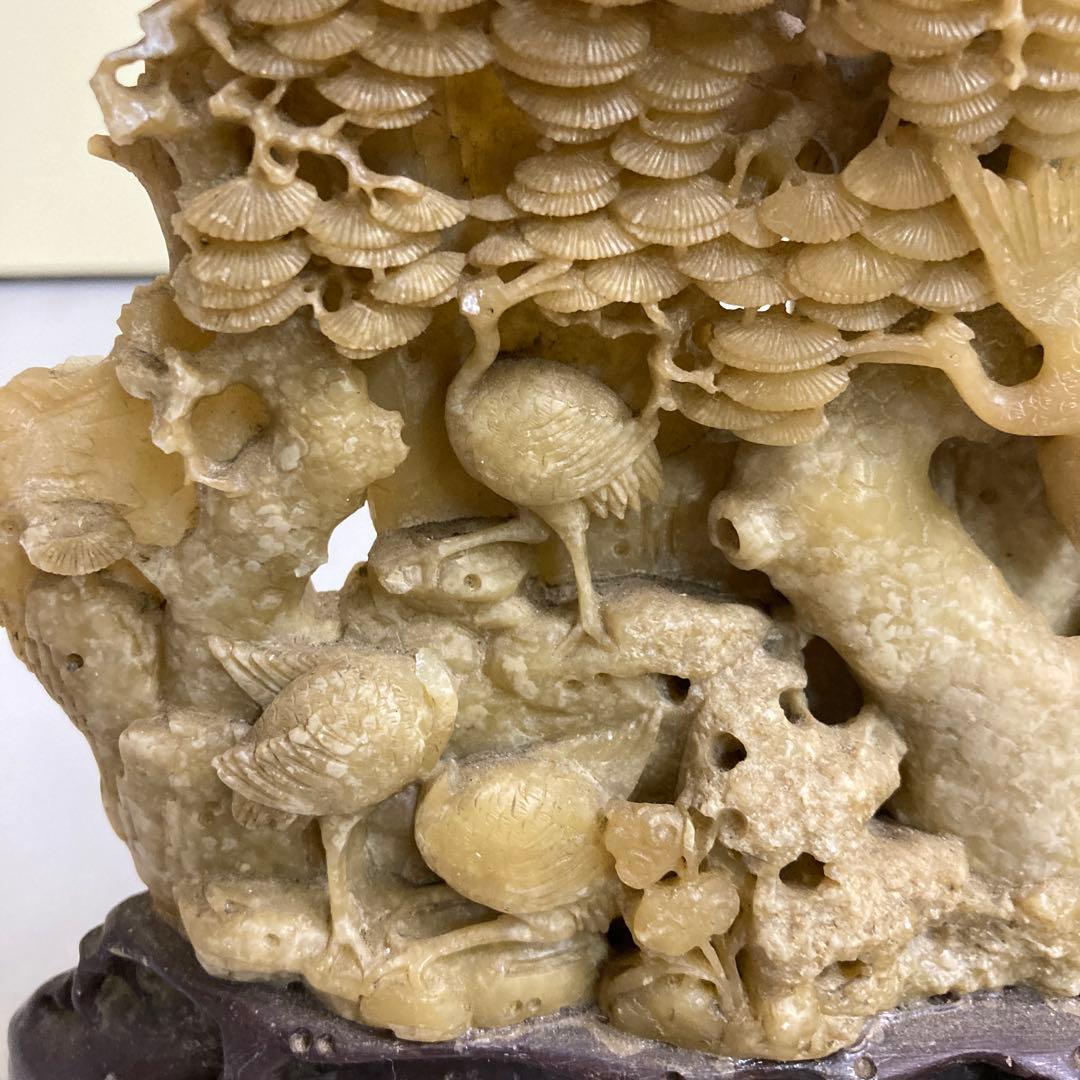 E-4寿山石 中国石彫 古美術 人物像 蝋石 細密彫刻 石彫刻 工芸品 レトロ