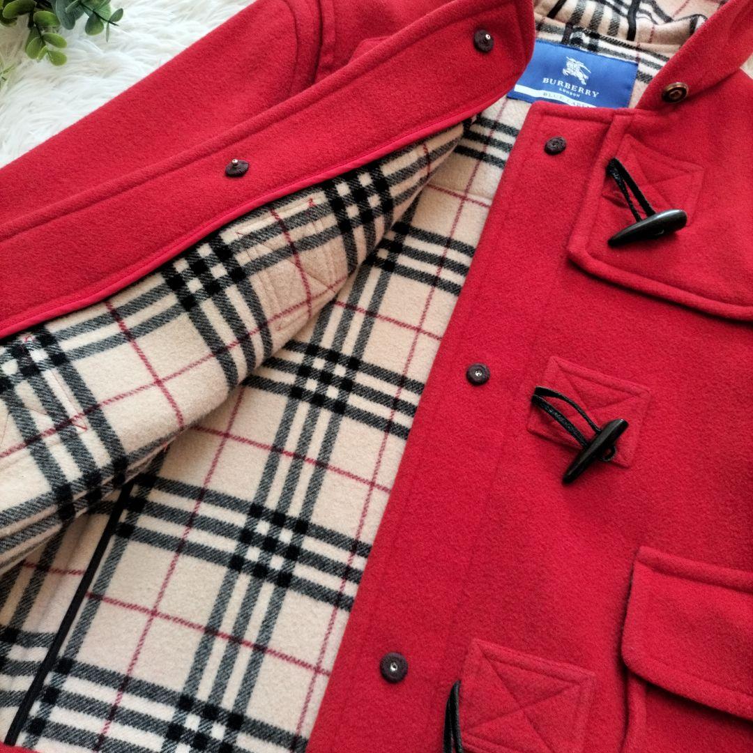 美品♡バーバリーブルーレーベル　ダッフルコートショート丈 ノバチェック 赤 40