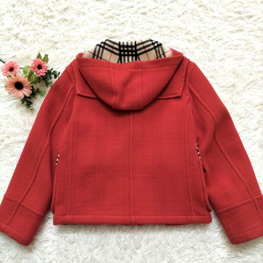 美品♡バーバリーブルーレーベル　ダッフルコートショート丈 ノバチェック 赤 40