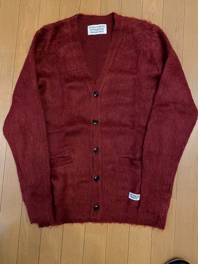 ワコマリア WACKO MARIA モヘアカーディガン バーガンディー M