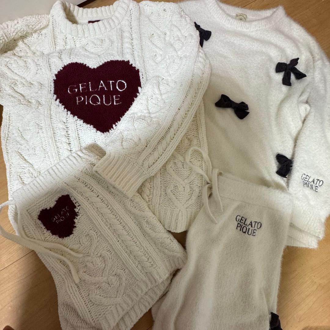 ジェラートピケ セットアップ リボン シャギー バレンタイン ハート