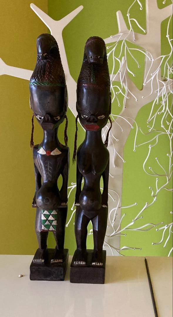 アフリカンスタイル 木製彫刻 2体セット