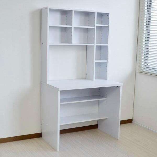 【新品・送料無料】パソコンデスク 83幅 書棚付き ホワイト 学習机 書斎机