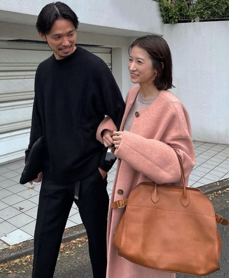 ピンク ウール ロングコート