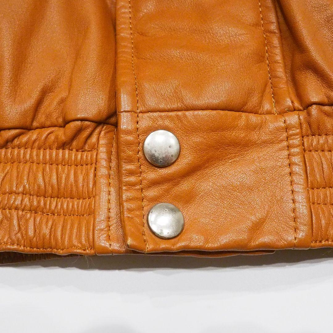 【良品】リアルレザージャケット 裏キルティング 本革 ヴィンテージ L オレンジ