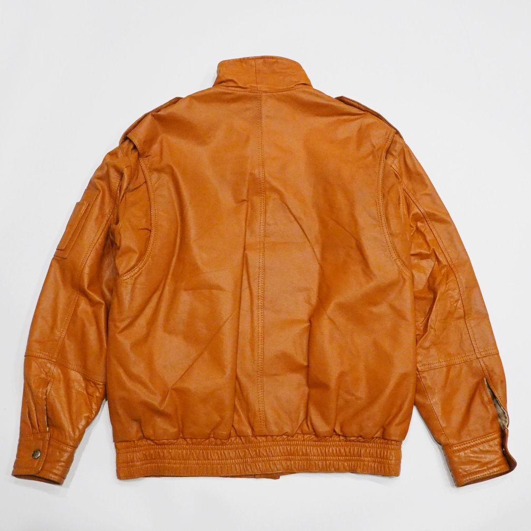 【良品】リアルレザージャケット 裏キルティング 本革 ヴィンテージ L オレンジ