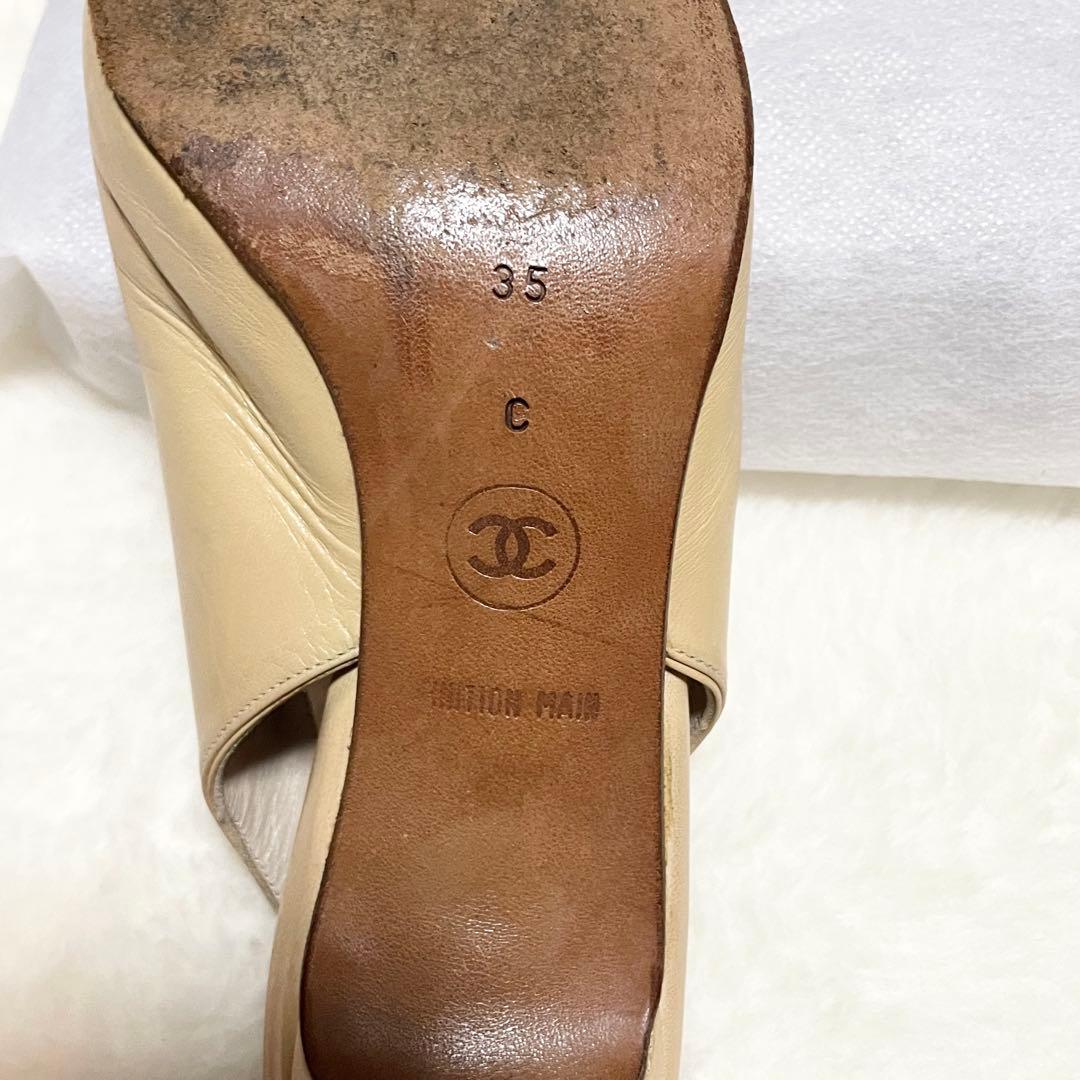 美品 シャネル パンプス レザー 刻印 イエロー AH4-5 0812-6 靴