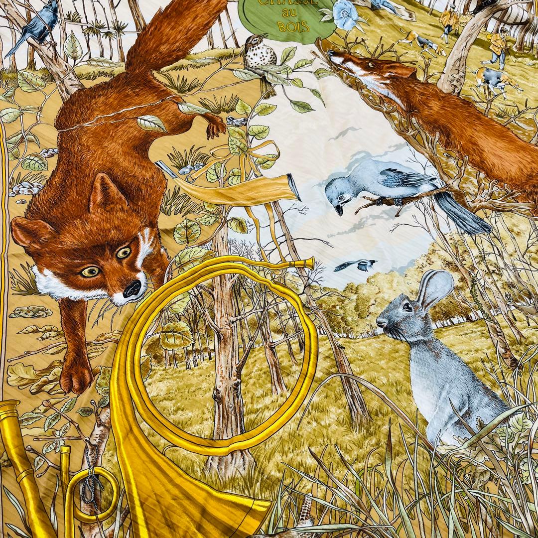 Hermes エルメス スカーフカレ90 CHASSE au BOIS 森の狩猟