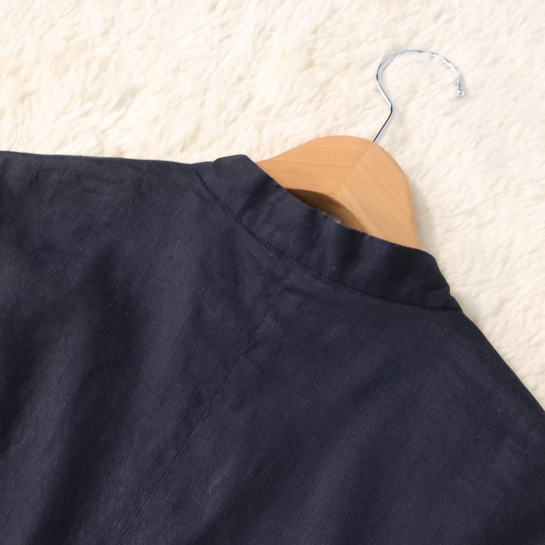 セオリー ECO CRUNCH セットアップ ノーカラージャケット パンツ 紺