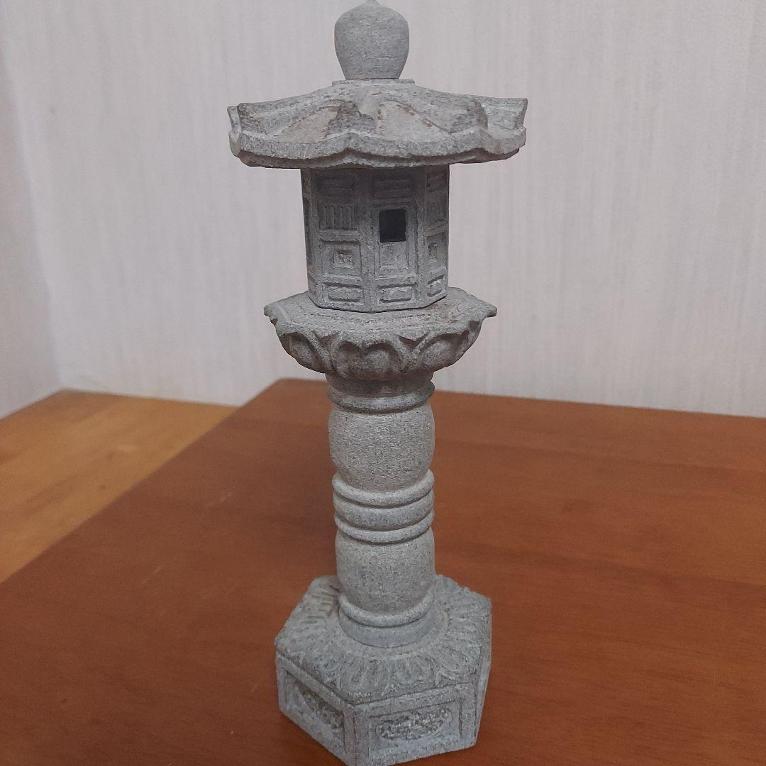 石製 和風灯篭 約25cm グレー