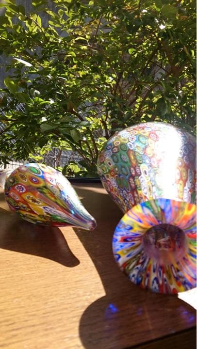 ムラーノ ベネチアン ミルフィオリ 金彩のデキャンタ 花瓶