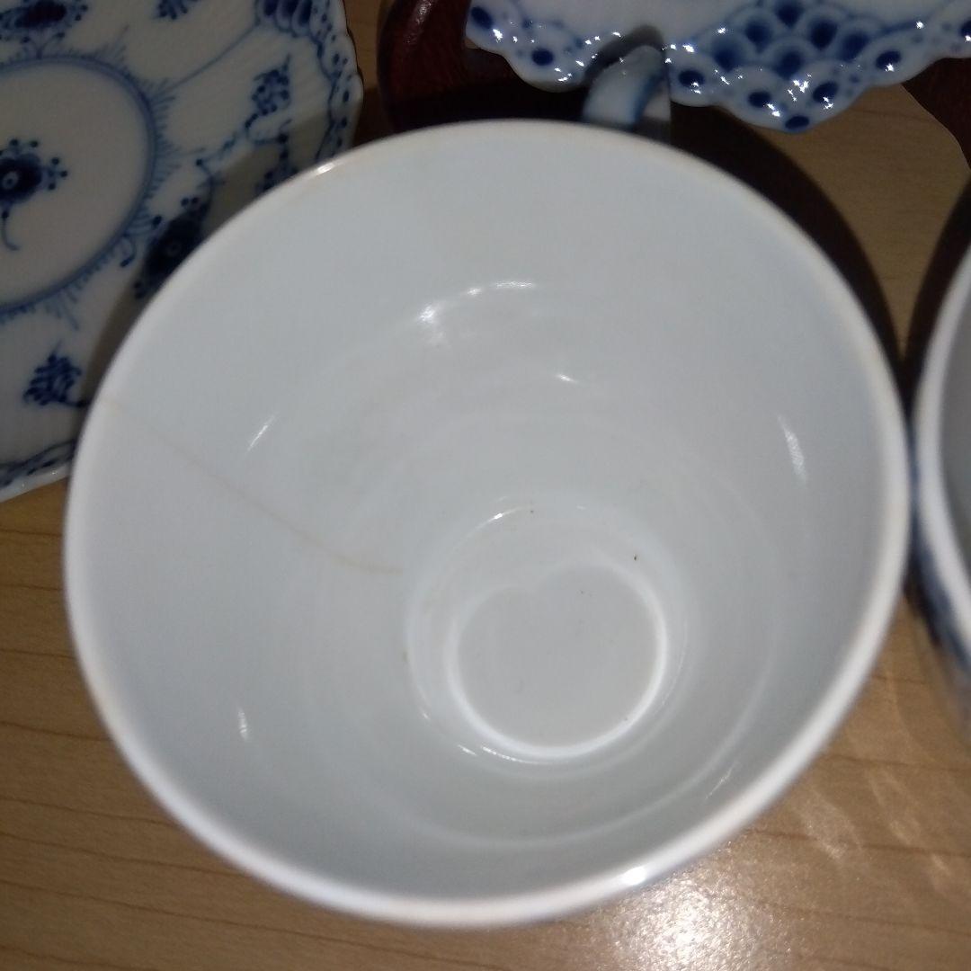 ロイヤルコペンハーゲン ブルーフルーテッド フルレース カップ＆ソーサー　ペア