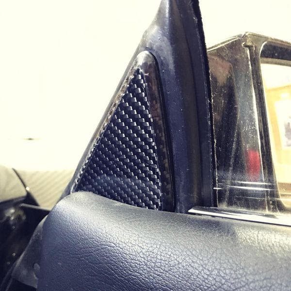 即納品！Z31 綾織カーボンドアミラーインサイドホールカバー 左右セット