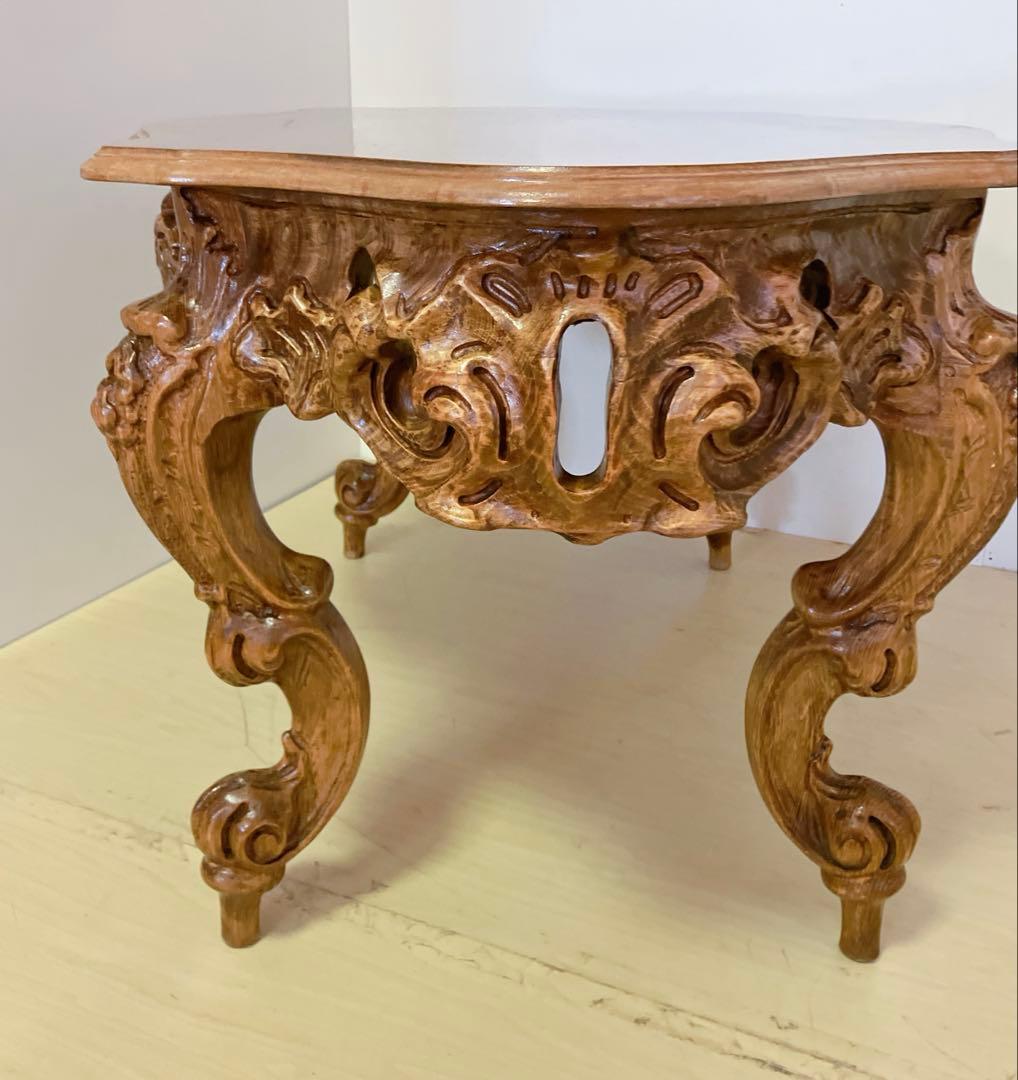 イタリア家具　アンティーク　ローテーブル　ダイニングテーブル　猫脚　ロココ調