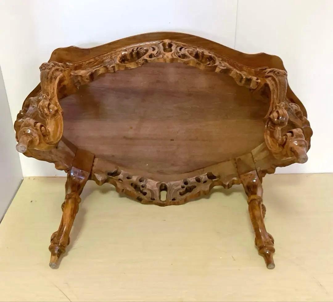 イタリア家具　アンティーク　ローテーブル　ダイニングテーブル　猫脚　ロココ調