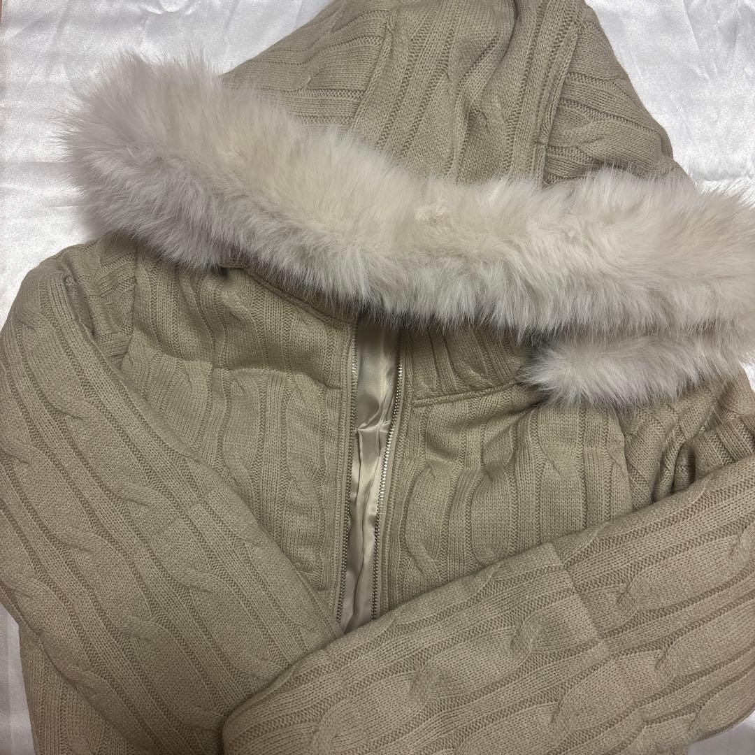 ジャケット・アウター MISTREASS Cable Knit Padded Jacket beige