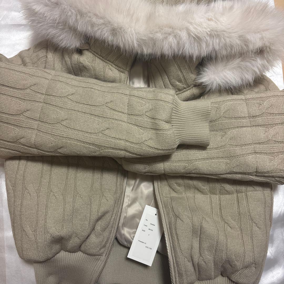 ジャケット・アウター MISTREASS Cable Knit Padded Jacket beige