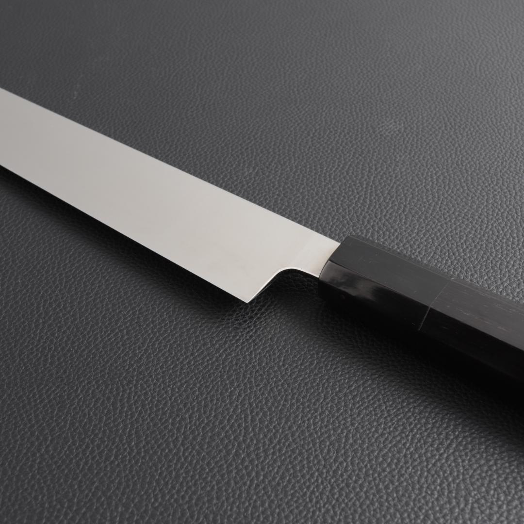 9922先丸柳刃包丁 尺寸 刃は究極の切れ味 刺身包丁和包丁 黒檀黒水牛角八角柄