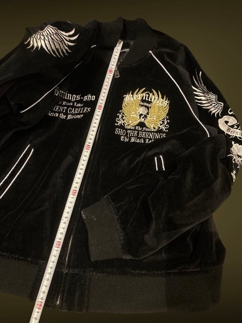 y2kベロア骸骨ドクロお兄系刺繍スカジャン羽英字ロゴ平成ギャル00s当時物古着