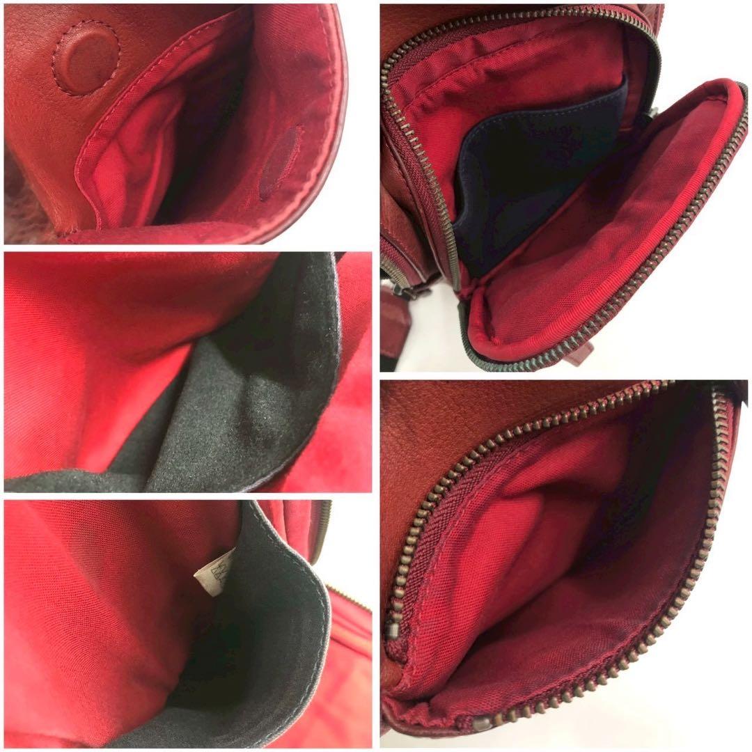 最高級✨バーバリーブラックレーベル ボディバッグ ロゴ刻印 レザー ボルドー