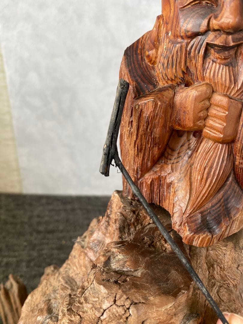 木像木彫り　福禄寿　寿老人　七福神　縁起物　置物　骨董