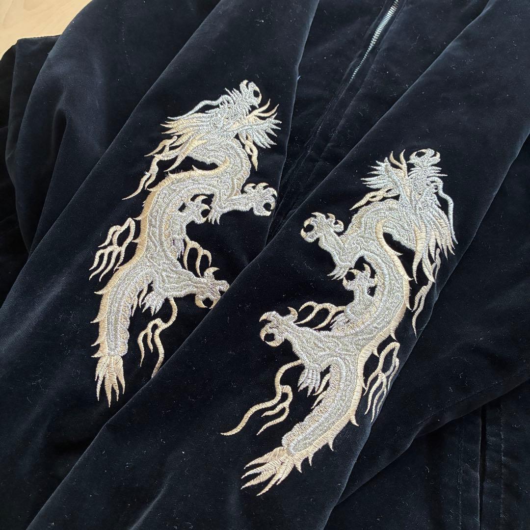 【VINTAGE】別珍 スカジャン 風神雷神