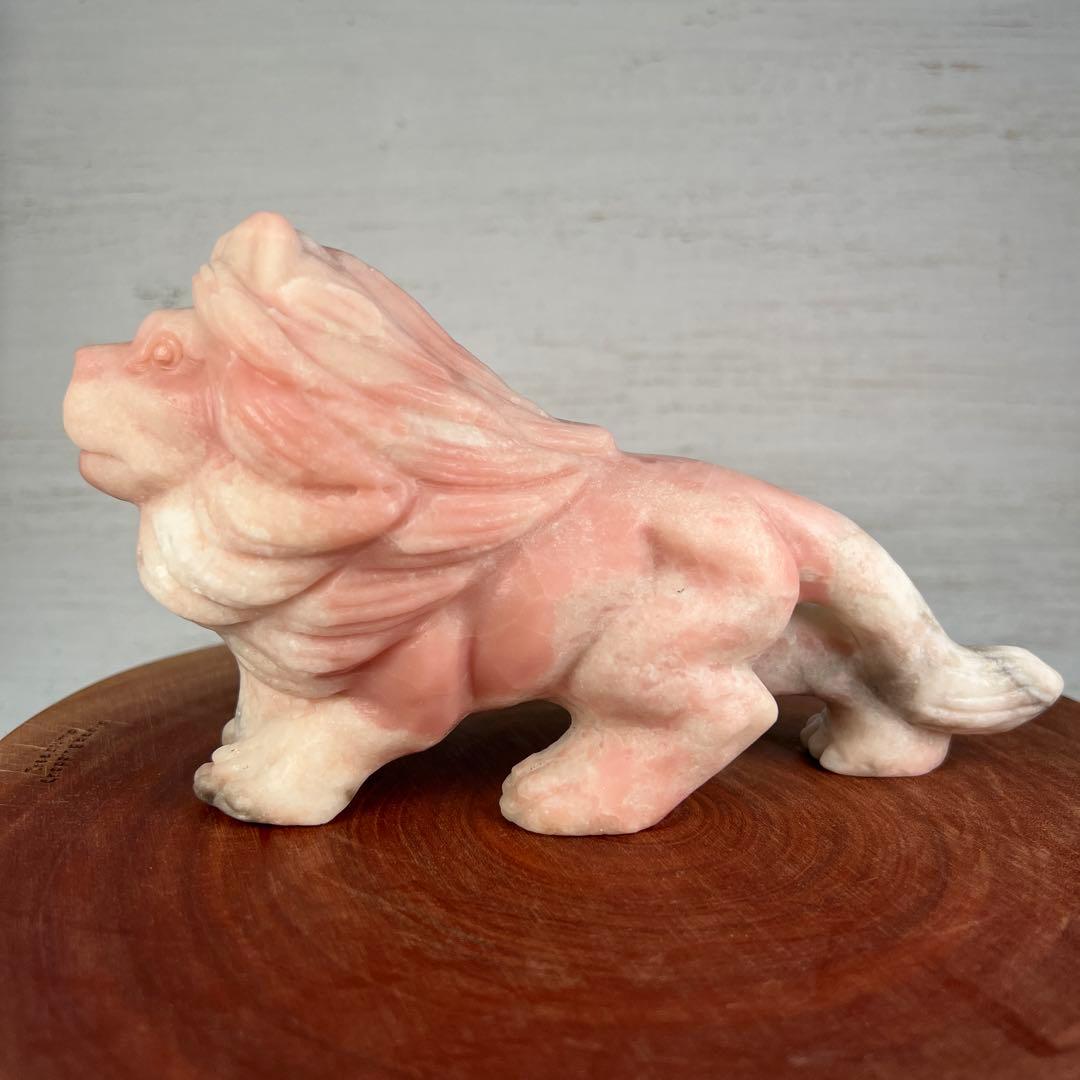 天然石　ライオン　ピンクオパール