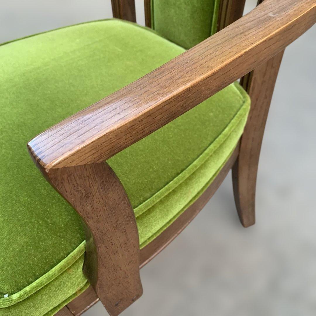 柏木工 KASHIWA アームチェア グリーンモケット ヴィンテージ家具
